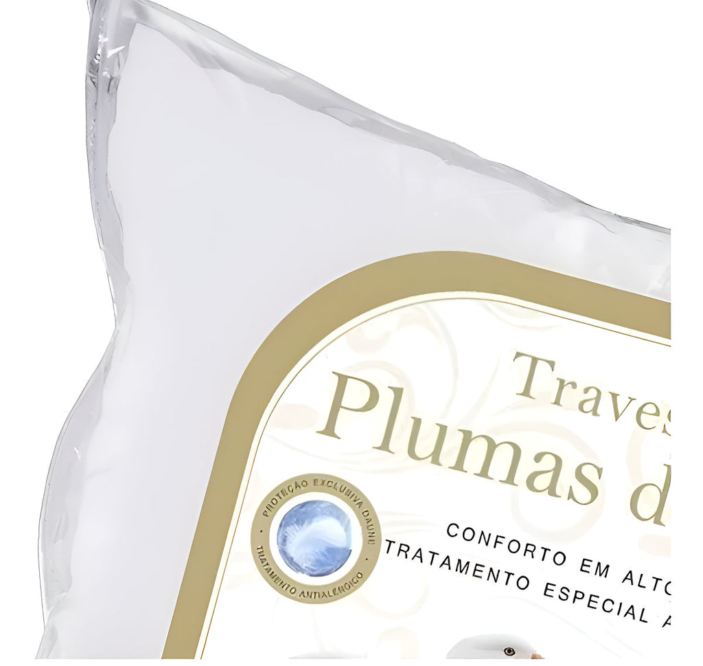 Travesseiro Daune pluma de ganso 50x70cm macio cor branco