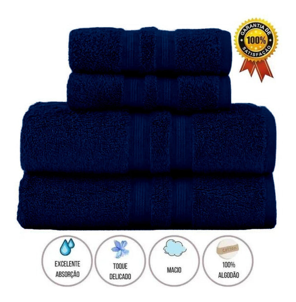 Jogo De Toalhas Banho Buddemeyer Algodão Egípcio 4 Peças Cor Azul-marinho