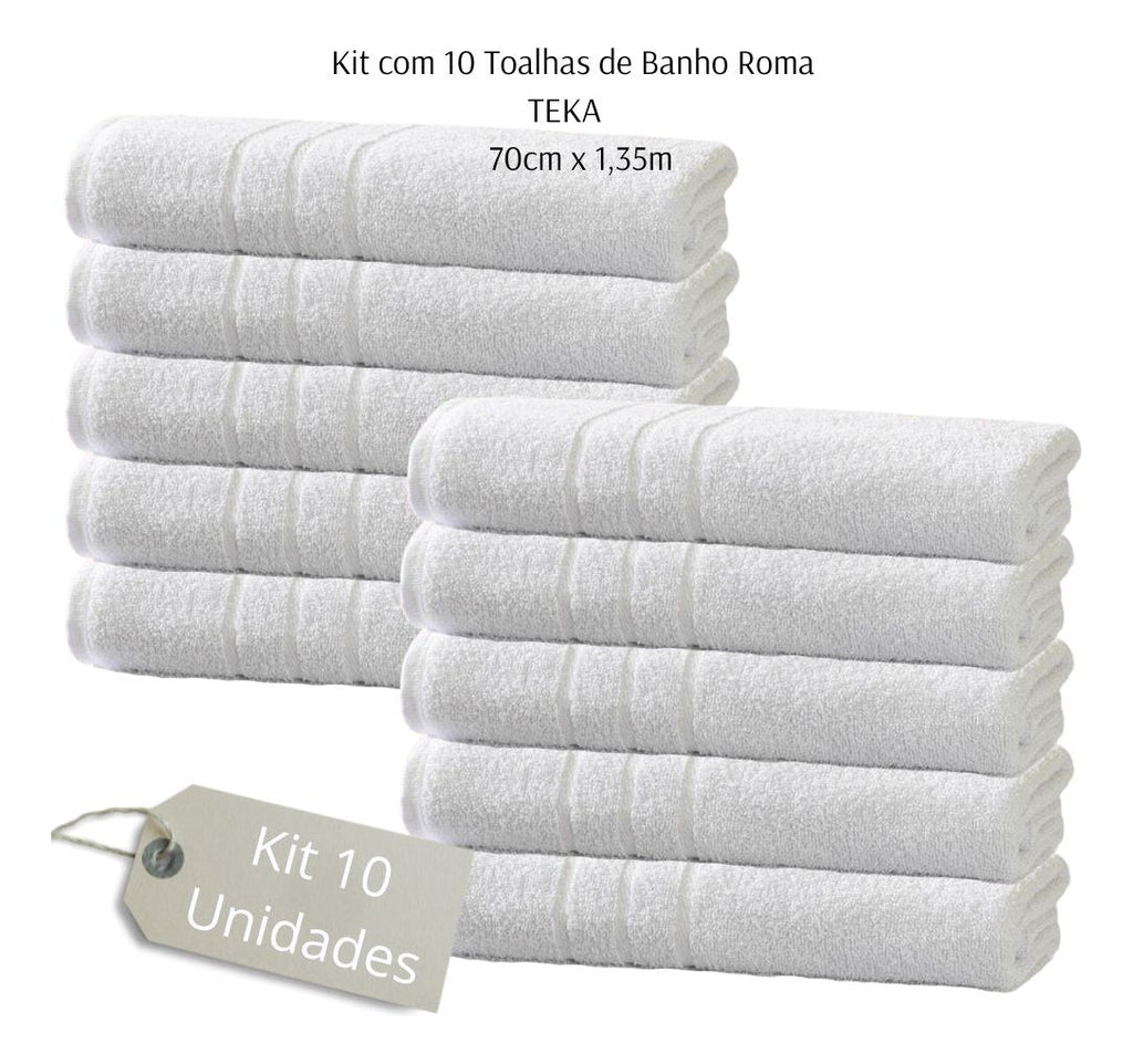 Kit 10 Toalhas De Banho Hotel Profissional Teka Roma 440g